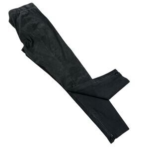 Vince Nubuck Leather Skinny Leggings Pants Womens Large Gray Ankle Zip Lamb